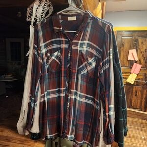 Maurices Navy and Red Plaid Tunic